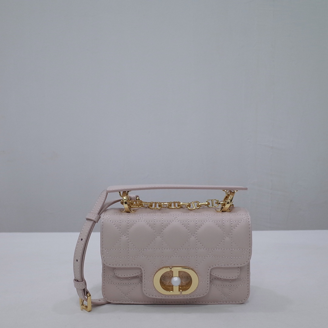 Mini Dior Jolie Top Handle Bag Powder Beige Cannage Calfskin